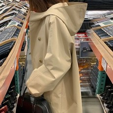 ZAJA 여성 루즈핏 캐주얼 후드 트렌치코트 봄가을 데일리 자켓