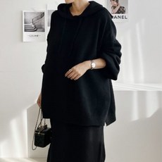 겨울용 니트 후드 투피스 세트