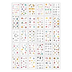모던센스 스킨 액세서리 감성 타투 스티커 미니 레터링 컬러 패션타투 60장 세트, 60개, 1. 키치팝드로잉