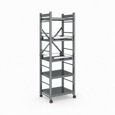 電器收納抽拉式置物架 廚房層架抽屜櫃, 60cm【一般款】三板兩拉, 槍灰色, 5層