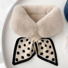 여성 도트 니트 고리 쁘디 머플러