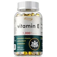 비타민 E 캡슐 1000IU - 머리카락 피부 손톱 얼굴 건강 면역 지원, 1개, 120정