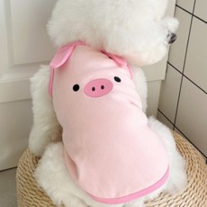 캐시독 반려동물 강아지 고양이 돼지캐릭터 티셔츠, 핑크돼지, 1개