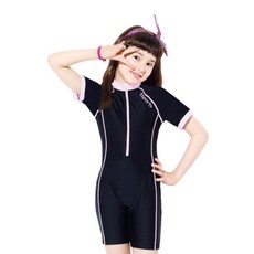 TS스포츠 주니어 여아 집업 반팔 실내수영복 TSKG-CP 23014