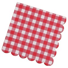 오릴리 파티 접대용 엣지컷 깅엄 체크 컬러 냅킨, 2세트, 20개입, 레드  S 25cm (3겹)