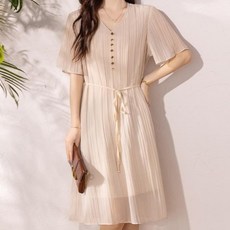WIHOLL 여성 빅사이즈 허리라인 원피스 여름 체형커버 우아한 데일리룩