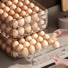 가지런리빙 적재식 서랍형 계란 트레이, 60구, 투명