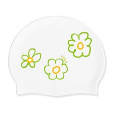 누이브 실리콘 수모 스윗 데이지 수영모자, 화이트, 1개