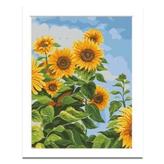 기쯔 DIY 페인팅 그림 명화 유화 그리기 세트 40 x 50cm 꽃 튤립 바다 풍경, 106-해바라기, 1개