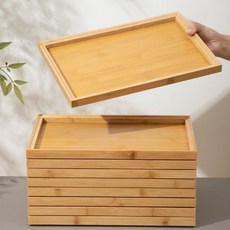 구오빌 프리미엄 대나무 우드 사각 트레이 코팅 원목 쟁반트레이, 1개, 대나무원목
