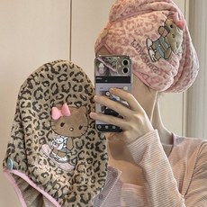 헬로키티 극세사 머리 빨리 마르는 헤어드라이 타올 터번 수건 2p, 1개, a