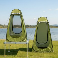 KFP 양문형 원터치 낚시 텐트 일회용 간이 샤워실 탈의실, 카키, 1개