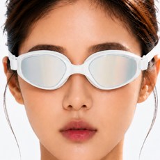 벤조아 김서림 방지 물안경 편안한 밀착 수경, 1개, 화이트 미러