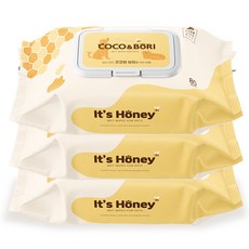 코코와보리 레이온 100% 강아지 고양이 캡형 물티슈 65gsm 엠보싱 도톰 펫티슈, 80개입, 3개