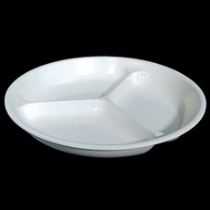 대명멜라민 미색 - 멜라민 원3절 접시 (국내생산 멜라민 흰그릇 하얀그릇 업소용그릇), 1개, 미색중