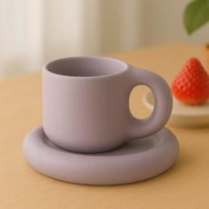 코시나보니따 뭉툭 머그컵+플레이트 세트 300ml, 퍼플 머그컵+퍼플 플레이트, 1세트