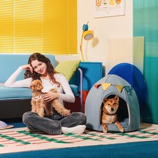 개과천선 스쿼시 강아지 하우스 고양이 숨숨집, 사파이어 블루, 1개