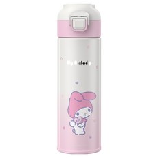 다나에 산리오 캐릭터즈 그러데이션 원터치 보온보냉 텀블러+데코덴 파츠, 마이멜로디, 400ml, 1개