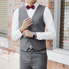 ANYOU 남성 브이넥 정장 베스트 빅사이즈 캐쥬얼 프리미엄 정장 베스트