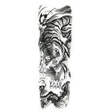 뭉구카 Lark 긴팔 헤나 타투 스티커 H047 문신 7일지속 대형Size 습식스타일 워터프루프 수영장 파티 워터파크 여름, 1개, 호랑이