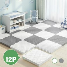 Soolink 스펀지 바닥 매트 두꺼운 층간소음 퍼즐매트 12P 거실 베란다 냉기차단 2cm, 12개, 화이트