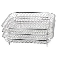 Ryusei 에어프라이어 스텐 채반 접시 다용도 원형 사각형 메쉬 튀김 거름망 그릴 가정용 타공 바구니 JHC144, 3개, 은색