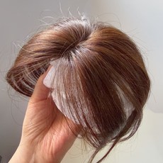 샤일리 여성용 볼륨업 인모 정수리 부분가발 흰머리커버 머리숱 보충, 1개, 브라운+팔자가르마타입