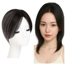 나성픽 정수리가발 인모, 1개, 앞머리/자연블랙