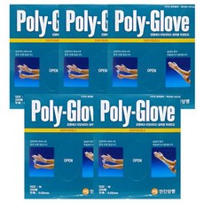 한진양행 폴리글러브 일회용 위생장갑 비닐장갑 200매입, 5개, 5개