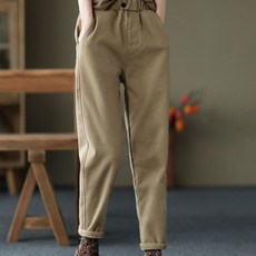 COSYEVNO 배기팬츠 빅사이즈 루즈핏 패션 캐주얼 밴딩 허리 여성 겨울 기모 바지 HLCE