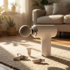 에코마음 무선 미니 전동 마사지건 + 헤드 4종 세트, 화이트(마사지건), Fascialgun1