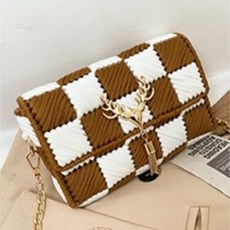 [마오르] DIY가방 만들기 망스티치 가방 망뜨개 손뜨개 키트 체크 네트망 네트공예, 브라운, 1개