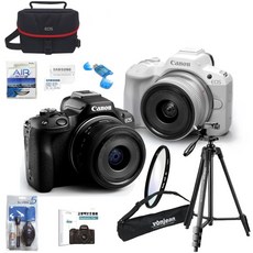 CANON EOS R50 18-45mm KIT+512G+정품가방+삼각대+KENKO AIR UV 필터+크리닝킷+LCD필름+리더기 고용량 브이로그 풀패키지, 블랙