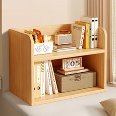 SPEEDBOX 다용도 2단 책상 정리 수납 선반 50*20*40cm, 원목색