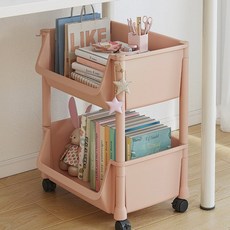 votgl 간이 책상 밑 책꽂이 이동식 바퀴 달린 사무실 기숙사 책상 선반 바닥 책장 수납 카트, 핑크, 상세페이지 참조