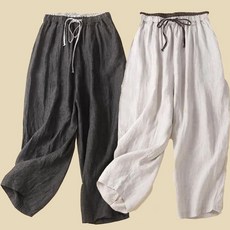 1+1여성 봄여름 배기팬츠 허리 밴딩 하렘팬츠 루즈핏 캐주얼 데일리 팬츠