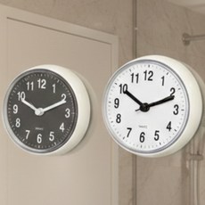 코니브라운 샤워중에도 보이는 방수 욕실 벽시계 무소음 흡착식, 화이트, 그레이