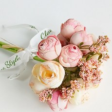 클레이스 라넌큘러스 조화 꽃다발, 1개, 살구코랄