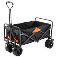 900D 특대형 투톤 폴딩 캠핑 웨건 카트, 1개, 10인치 블랙오렌지