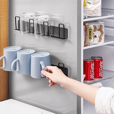 라슈에뜨 공중부양 자석 컵 건조 거치대 냉장고 사이드 마그네틱 컵 보관함 선반, 화이트(31 x 2.5 x 6cm), 1개