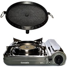 맥선 MS-3500CS (세라믹) 휴대용 가스렌지 부르스타 버너 1개 + 맥선 원형불판 1개