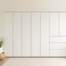 에넥스 유니온 푸시풀 3단 서랍 무몰딩 붙박이장 실속형 12자 360cm, 화이트