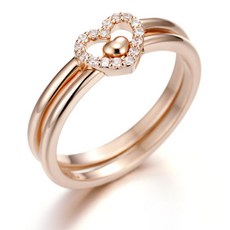 끄란느 14K GOLD PLATED 심플 투 하트 레이어드 반지 2종 세트 C24RB072