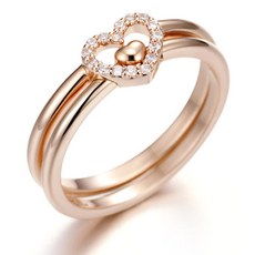 끄란느 14K GOLD PLATED 심플 투 하트 레이어드 반지 2종 세트 C24RB072