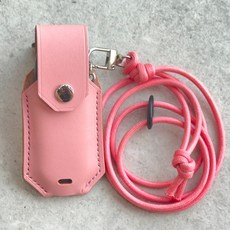 하카 시그니처 소가죽 케이스 무료이니셜각인, 1개, 핑크 일반디자인(목걸이+아일렛고리SET)