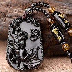 썬샤인 흑요석 띠별 염주 목걸이