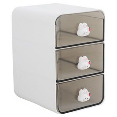 블링오피스 깔끔 책상 정리 귀여운 플라스틱 소품 미니 수납함 서랍장, 3단, 오프화이트