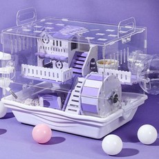 아로미 토리 하우스 에코 빌리지 고급 햄스터 케이지 아크릴 퍼플 화이트, 1개