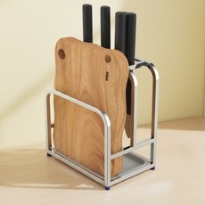 아미도스 올인원 스텐 304 칼꽂이 도마 거치대, 1개, 실버