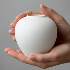 우주네 감성 달항아리 인테리어 오브제 미니 화병, 화이트